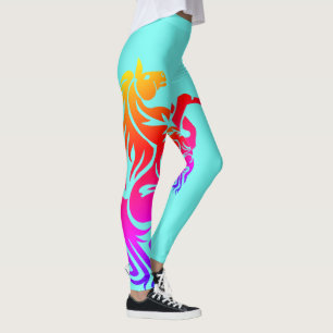 Rearing Horse Rainbow Print On  Any Color Legging