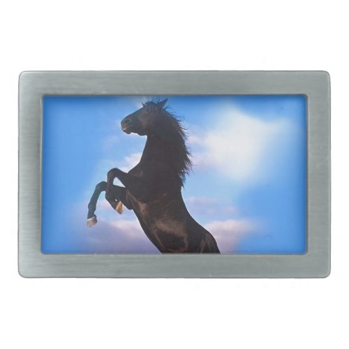 Rearing Horse Rectangular Belt Buckle