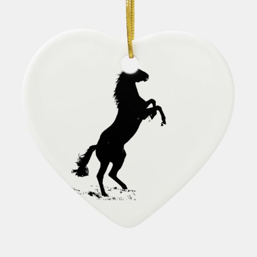 Rearing Horse Silhouette Ceramic Ornament