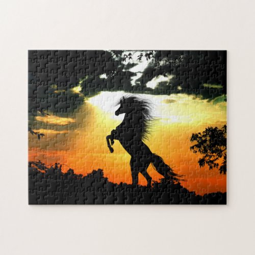 Rearing horse silhouette jigsaw puzzle
