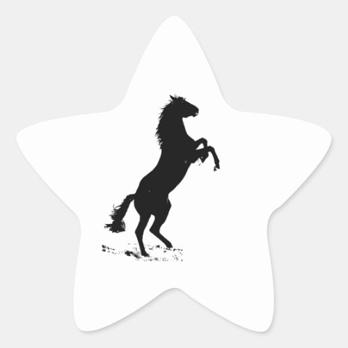 Rearing Horse Silhouette Star Sticker