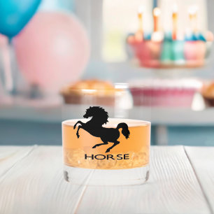 Rearing horse silhouette whiskey glass