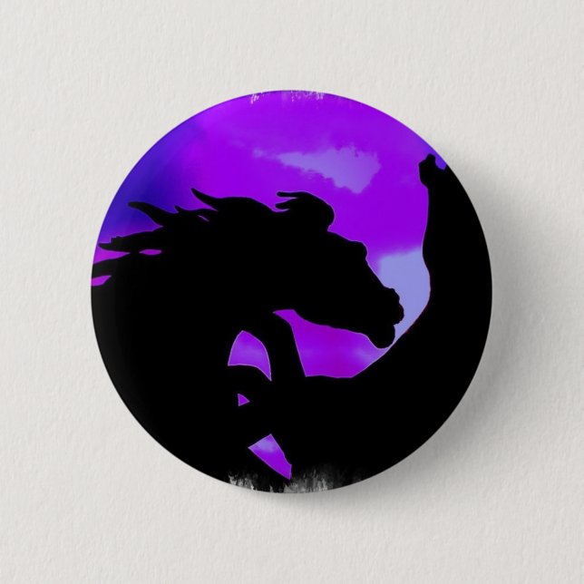 Rearing Horses Design Round Button (Front)