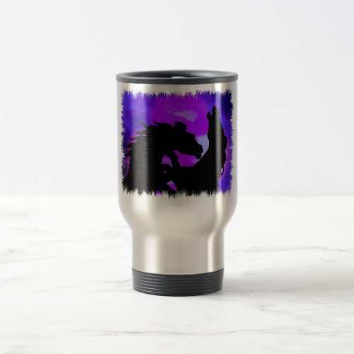 Rearing Horses Design Stainless Steel Travel Mug