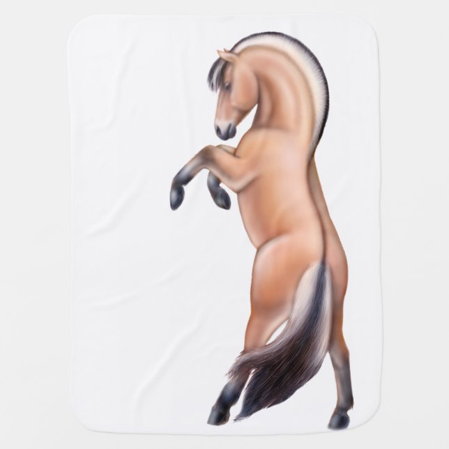 Rearing Norwegian Fjord Horse Baby Blanket (Front)