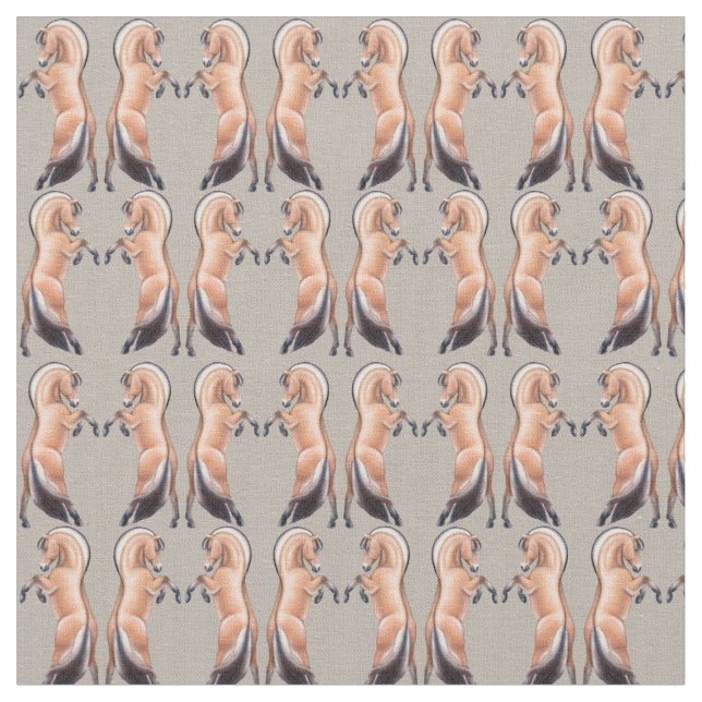 Rearing Norwegian Fjord Horse Fabric (Close Up)
