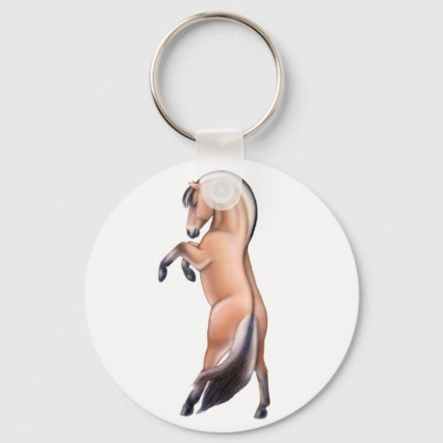 Rearing Norwegian Fjord Horse Keychain