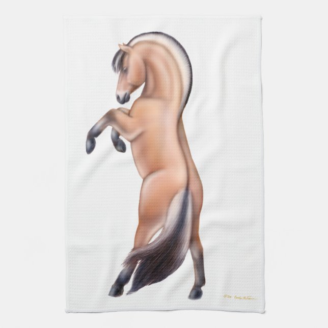Rearing Norwegian Fjord Horse Kitchen Towel (Vertical)