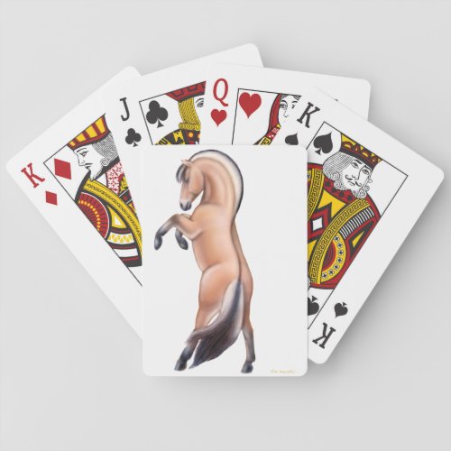 Rearing Norwegian Fjord Horse Playing Cards