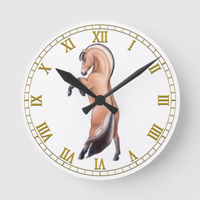 Rearing Norwegian Fjord Horse Wall Clock (Front)