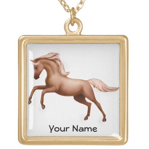 Rearing Palomino Horse Necklace