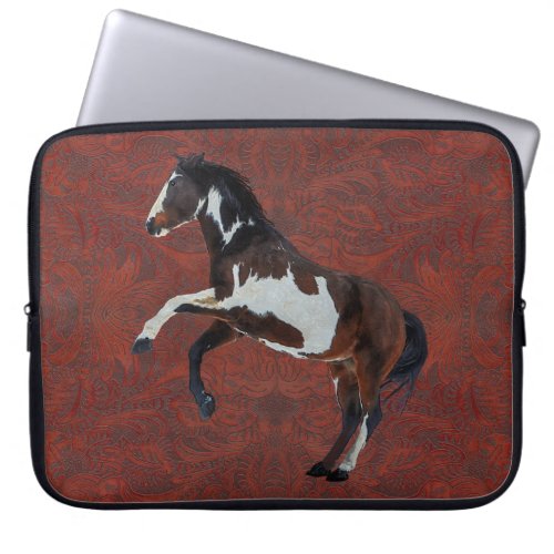 Rearing Pinto Paint Stallion Horse Laptop Sleeve