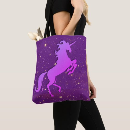 Rearing Purple Unicorn Tote Bag