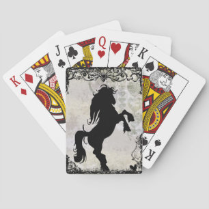 Rearing Silhouette Horse Playing Cards