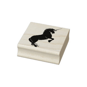 rearing unicorn art stamp