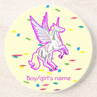 Rearing Unicorn Guardian Angel Drink Coaster