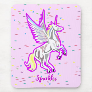 Rearing Unicorn Guardian Angel Mouse Pad