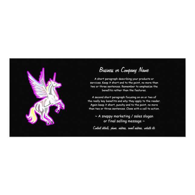 Rearing Unicorn Guardian Angel Rack Card (Front)