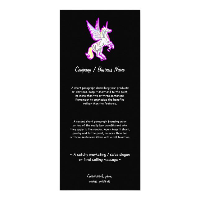 Rearing Unicorn Guardian Angel Rack Card (Front)