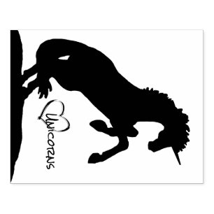 Rearing Unicorn Silhouette (heart) Rubber Stamp