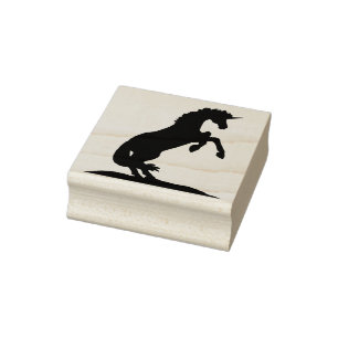 Rearing Unicorn Silhouette Rubber Stamp