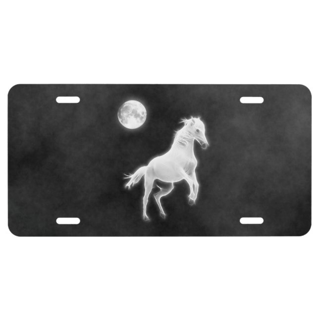Rearing White Horse and Moon License Plate (Front)