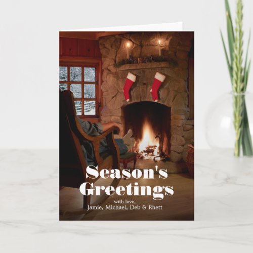 Rearview of woman sitting in rocking chair holiday card