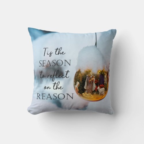 Reason for the Season Nativity Ornament Throw Pillow