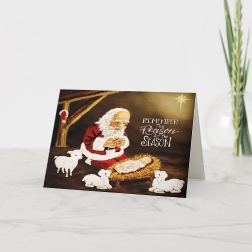 Reason for the Season Santa with Jesus Card