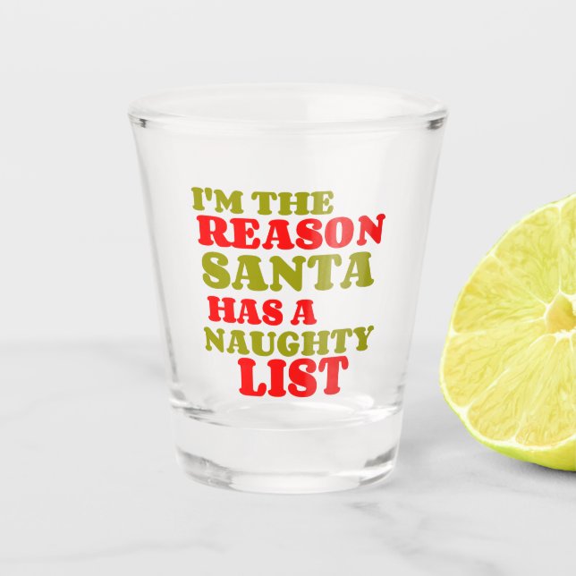 REASON SANTA NAUGHTY LIST SHOT GLASS (Front)