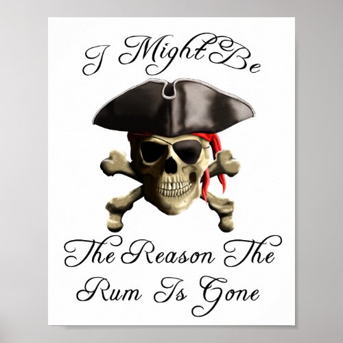 Reason The Rum Is Gone Pirate Skull Poster