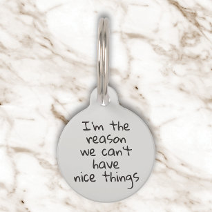 Reason we Can't Have Nice Things Dog Cat Pet ID Pet ID Tag