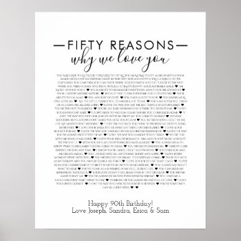 Reason We Love You Poster Black Font 50 by TheArtyApples at Zazzle