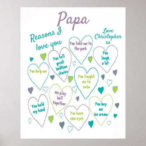 Reasons I Love Papa Gift Poster