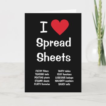 Reasons I Love Spreadsheets Mad Office Humor Card by officecelebrity at Zazzle