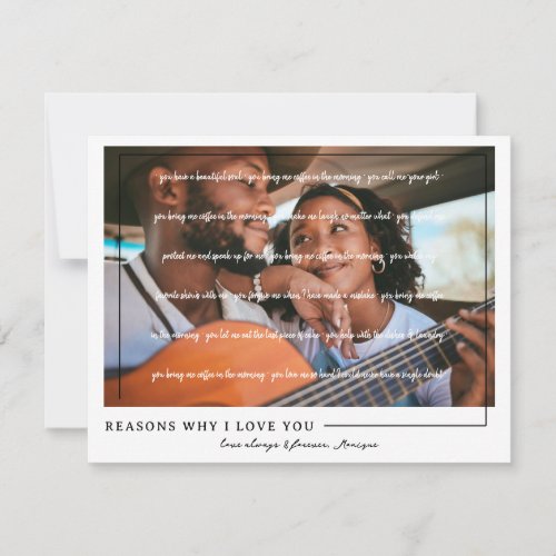 Reasons I Love You  Personalized Couples Photo  Holiday Card