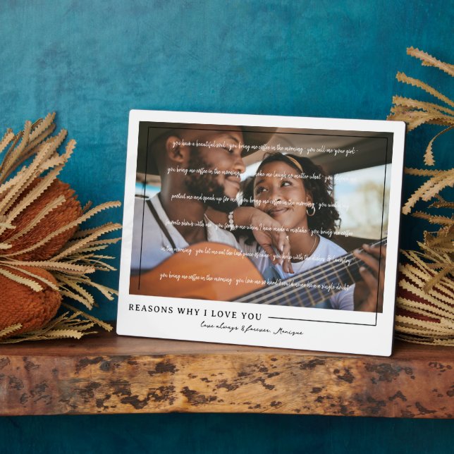 Reasons I Love You | Personalized Couples Photo Plaque (Side)