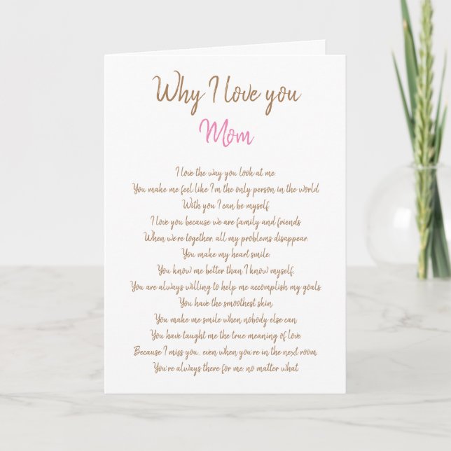 reasons I love you with photo Card (Front)