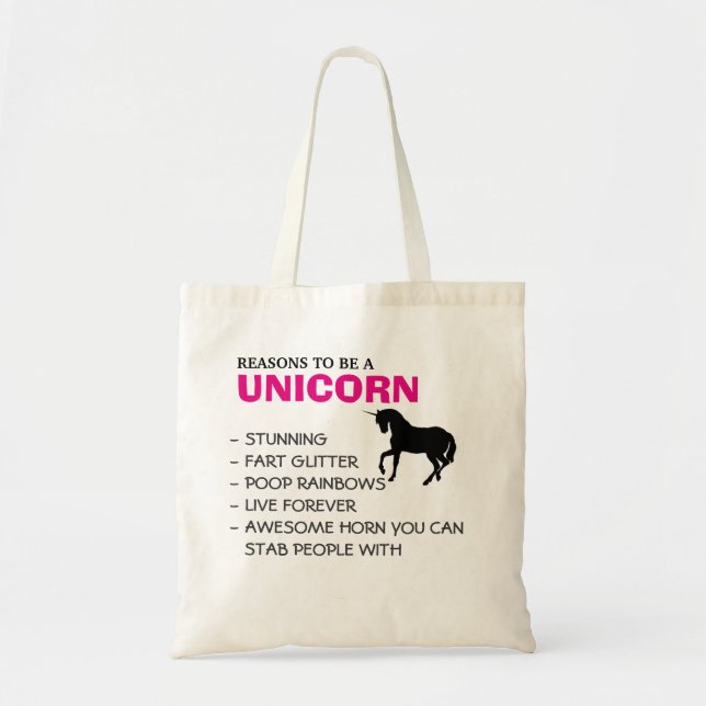 Reasons to be a unicorn tote bag (Front)