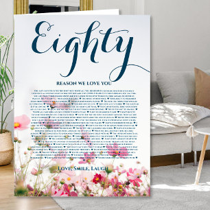 Reasons we love about you 90,80 70, 60, 50, giant card