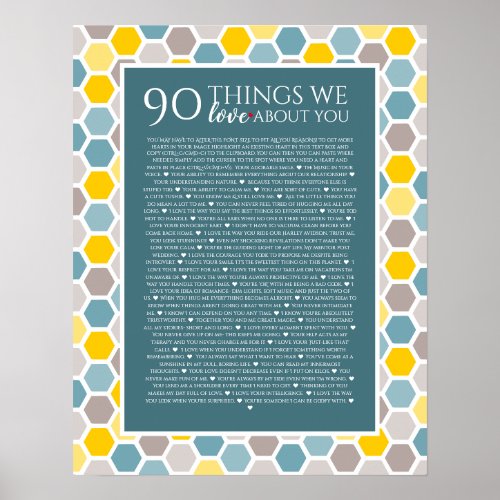 reasons we love you 45 Reasons 60th birthday Poster