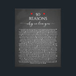 reasons we love you, 50 Reasons, 60th birthday Canvas Print<br><div class="desc">This is a DO IT YOURSELF XX Reasons why we love you. You can edit the main body text. Designed by The Arty Apples Limited</div>
