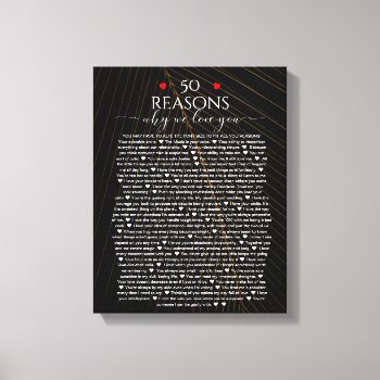 Reasons We Love You  50 Reasons  60th Birthday Canvas Print by TheArtyApples at Zazzle