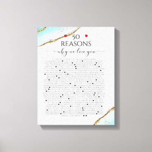 reasons we love you 50 Reasons 60th birthday Canvas Print