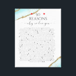 reasons we love you, 50 Reasons, 60th birthday Canvas Print<br><div class="desc">This is a DO IT YOURSELF XX Reasons why we love you. You can edit the main body text</div>