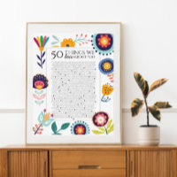 Reasons we love you birthday gift folk art style