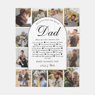 Reasons We Love You Dad Photo Grid Collage Fleece Blanket