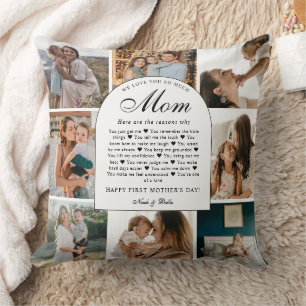 Reasons We Love You Mom Photo Grid Collage Throw Pillow
