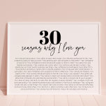 Reasons Why I Love You Modern 30th Birthday Gift Poster<br><div class="desc">Reasons Why I Love You Modern 30th Birthday Gift Poster</div>