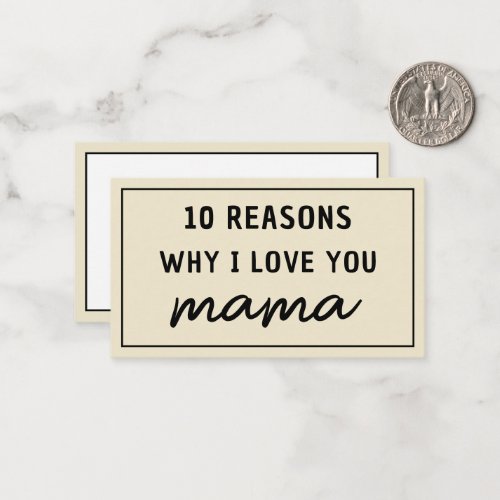 Reasons Why I Love You Mom Mothers Day Cute Note Card